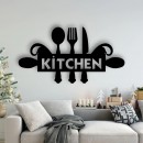 Decoratiune metalica de perete Krodesign Kitchen KRO-1120, dimensiune 60 cm, negru, grosime 1.5 mm
