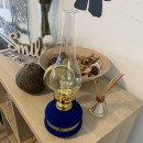 Lampa cu gaz lampant Vivatechnix Classic TR-1002Blue, rezervor sticla cu catifea, oglinda metal, Albastru