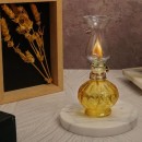 Mini Lampa cu gaz Vivatechnix Kutulu TR-1012G, inaltime 20 cm, galben, abajur de sticla