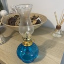 Mini Lampa cu gaz Vivatechnix Kutulu TR-1012A, inaltime 20 cm, Albastru, abajur de sticla