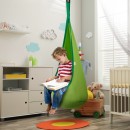 Scaun hamac pentru copii, Verde, max 54 kg, ø70x70x160 cm, Lumini led in 4 culori, accesorii prindere