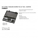 Set 13 chei tubulare de impact, JBM JB-52341, 1/2, 10-24 mm, adaptor, prelungitor, Hex