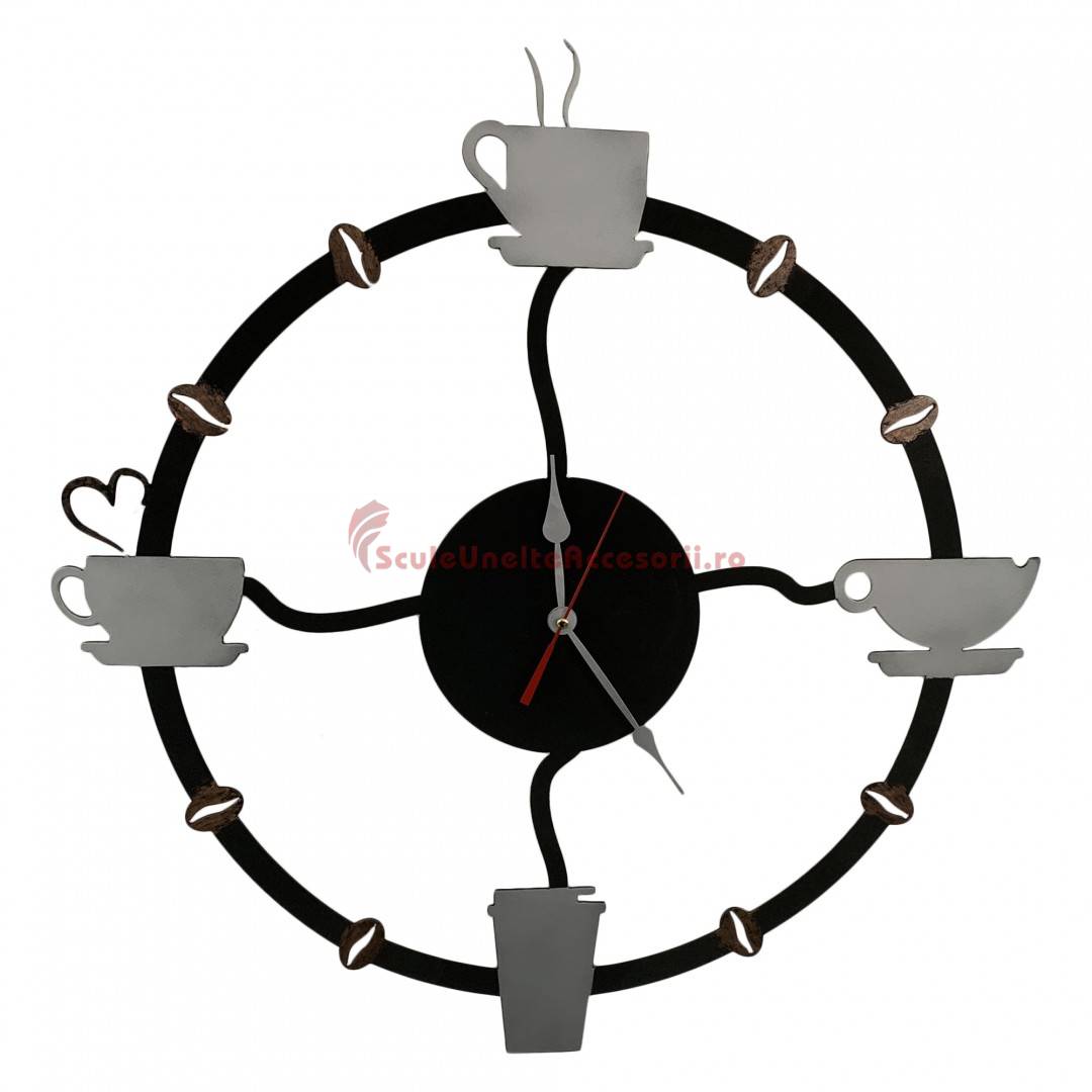 Circular Possible crew Ceas de perete metalic Krodesign Coffee Time, diametru 50 cm