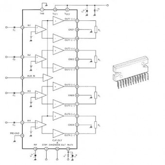 AMPLIFICATOR AUDIO 43W BTL X 4 CANALE