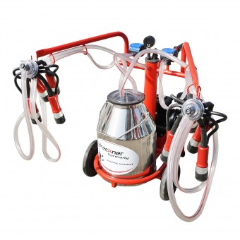 Aparat de muls vaci 2 posturi bidon 30L inox cu vid in cadru(vacuum) Breckner Germany