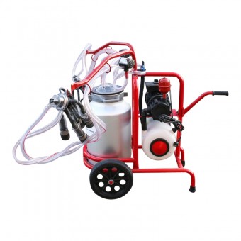 Aparat de muls vaci 2 posturi bidon 40L aluminiu cu butelie, vacuum rezervor Breckner Germany