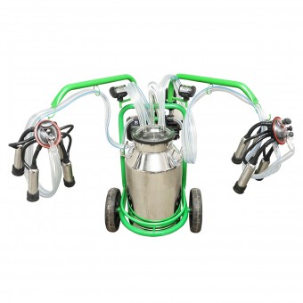 Aparat de muls vaci 2 posturi bidon 40L inox cu butelie, vacuum rezervor Breckner Germany