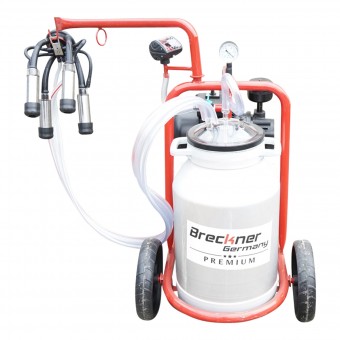 Aparat de muls vaci cu grup colector 160cc, sasiu vopsit electrostatic, bidon aluminiu 30L, 1 post Breckner Germany