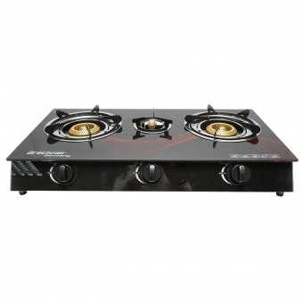 Aragaz, plita cu 3 arzatoare din fonta 2.5KW, sticla securizata 700x380x94mm Breckner Germany	