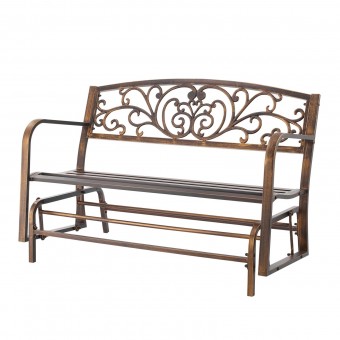 Banca cu cadru metalic otel, spatar fonta, Bronz antic, Lungime 127 cm, max 250 kg, 2-3 persoane