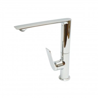 Baterie lavoar baie inalta Premium din cupru, pipa lunga rotativa, design rotund, monocomanda, crom lucios, furtunuri incluse