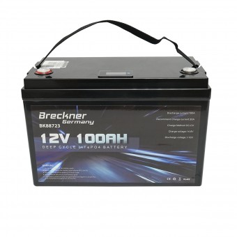 Baterie Li-ion LiFePO4 12.8V, 100Ah (deep cycle) cu BMS, LCD display si protectie temperatura Breckner Germany