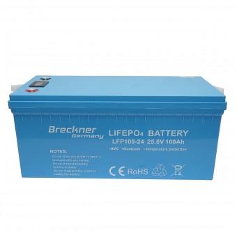 Baterie Li-ion LiFePO4 25.6V, 100Ah cu BMS, Bluetooth, LCD display si protectie temperatura Breckner Germany