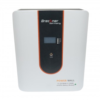 Baterie Li-ion LiFePO4 5.12KWh, 51.2V, 100Ah cu BMS, Bluetooth, LCD display si protectie temperatura Breckner Germany
