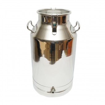 Bidon de inox pentru lapte cu capac 40L cu robinet aparat de muls vaci Breckner Germany