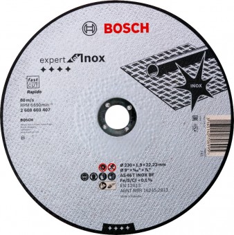 Bosch Disc taiere drept Expert for Inox - Rapido, 230x22.23x1.9mm - 3165140706995