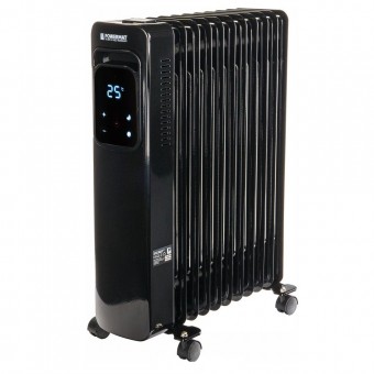 Calorifer electric 11 elementi, Wi-Fi, 3 trepte putere 1000/1500/2500 W, Negru, panou LCD tactil