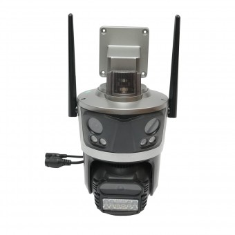 Camera de supraveghere 3 lentile, 3 obiective 8 MP, 2 CPU dual control, P2P WIFI 2.4G, PTZ cu senzor de miscare, alarma, night vision, AI detectie umana si aplicatie iCSee