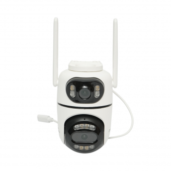 Camera de supraveghere lentila duala 4MP, P2P WIFI 2.4GHz, PTZ 360 grade, sirena, detectie umana AI si aplicatie iCSee