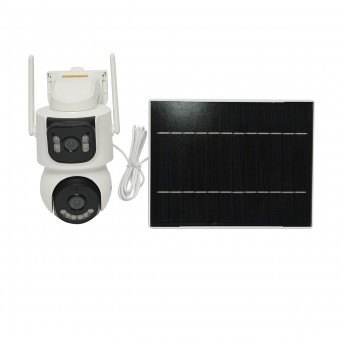 Camera supraveghere 4G, WIFI 2.4GHz cu panou solar 7.6W incarcare rapida, lentila duala 4MP, rotativa 360 PTZ cu senzor de miscare, detectie umana si aplicatie iCSee