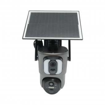 Camera supraveghere cu lentila duala 6MP, 4G, WIFI 2.4 GHz cu panou solar, baterie 13500 mAh, PTZ control, senzor miscare, detectie umana PIR, smart IR night vision si aplicatie Ubox