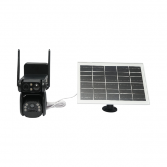 Camera supraveghere cu lentila duala 6MP, 4G, WIFI 2.4 GHz cu panou solar, baterie 9000 mAh, PTZ control, senzor miscare, detectie umana PIR, night vision si aplicatie Ubox
