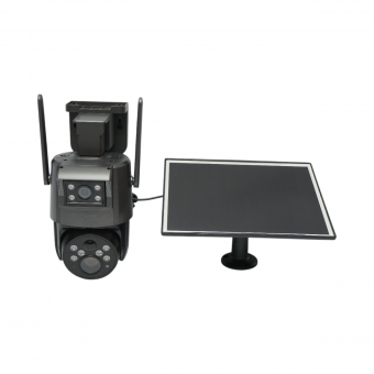Camera supraveghere lentila duala 6 MP, 4G, WIFI 2.4 GHz cu panou solar, baterie 10000 mAh, 360 grade PTZ, detectie umana PIR, night vision si aplicatie Ubox