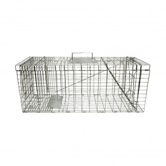 Capcana metalica robusta tip colivie pentru capturarea animalelor salbatice 78x30x32cm