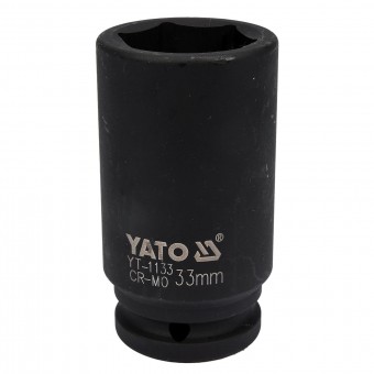 Cheie tubulara hexagonala adanca Yato YT-1133, de impact, 33 mm, prindere patrat 3/4, Cr-Mo