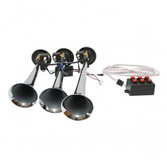 Claxon 3 trompete 24V cu 6 melodii pentru compresor de aer