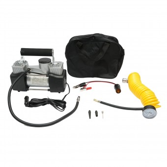 Compresor aer umflat roti 12V, 150PSI, 85l/min, 2 cilindrii, cablu 3m pentru priza bricheta auto