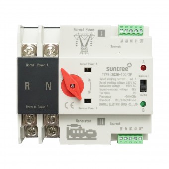 Comutator ATS 220V monofazat, separator automat de la panouri fotovoltaice la retea ATS-2P-63A Suntree