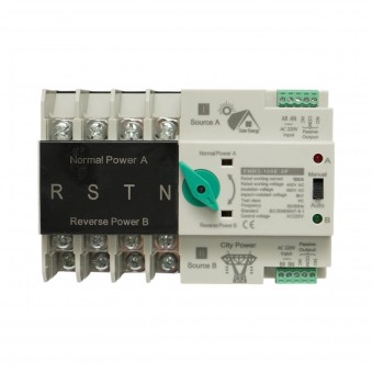 Comutator ATS trifazat 4P, 100A 400V AC Dual Power, transfer automat de la panouri fotovoltaice la retea FHM3-100E/4P