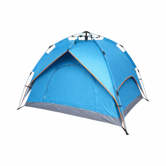 Cort camping 2 persoane albastru pliabil automat pop-up 2 intrari, impermeabil cu protectie UV si plasa anti-insecte 200x200x145cm