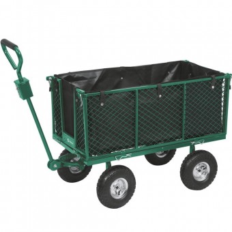 Carucior pentru gradina, roti gonflabile, max 300 kg, 200 l, 85 x 50 x H 40 cm, Verde