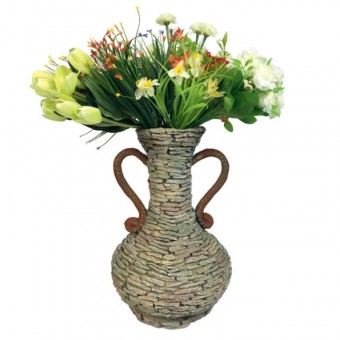 Decoratiune gradina Strend Pro Gecco 58, Vaza pentru flori, ceramic, 27x27x40 cm