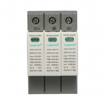 Descarcator la supratensiune cu semnalizare pentru sisteme fotovoltaice DC 3P, 1000VDC Longroad