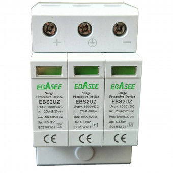 Descarcator supratensiune cu semnalizare pentru sisteme fotovoltaite 3P, 20-40KA, 1000VDC EBS2UZ
