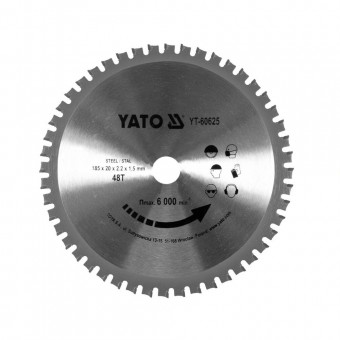 Disc circular pentru taiere metal, Yato 185x20x1.5mm, 48 dinti