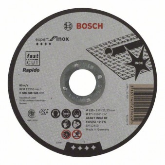 Disc de taiere drept Expert for Inox - Rapido AS 60 T INOX BF, 125mm, 1,0mm - 3165140219624