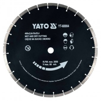 Disc diamantat pentru taiere beton Yato YT-60004, diametru 400 mm