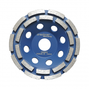 Disc diamantat segmentat tip cupa 125x22.23, dublu rand grosier, standard CONCRETE pentru slefuire beton, piatra, mozaic Breckner Germany