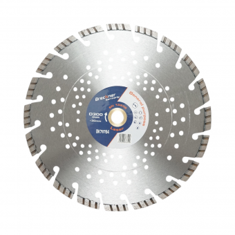 Disc diamantat turbo segmentat 300x30mm, segment 10mm pentru beton armat, pavele, boltari, piatra dura Breckner Germany