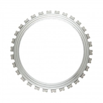 Disc inelar diamantat segmentat 410mm, 30 dinti, caneluri interioare antrenare pentru masina de taiat beton Breckner Germany
