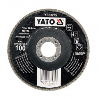 Disc pentru slefuit Yato YT-83274, pentru lemn si metal, 125x22.4mm, P80