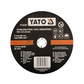 Disc taiat metal inox, Yato YT-6107, dimensiune 230x22x2.5 mm