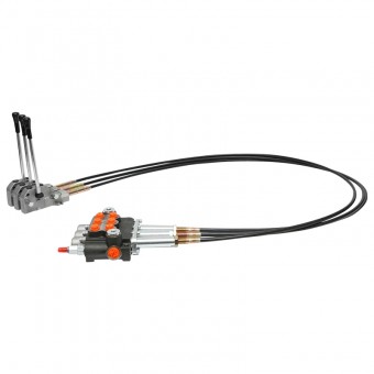 Distribuitor hidraulic cu 3 manete, lungime cablu 2m presiune 250 bar debit 40L/min Breckner Germany