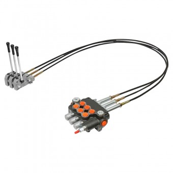 Distribuitor hidraulic cu 3 manete, lungime cablu 2m presiune 250 bar debit 80L/min Breckner Germany