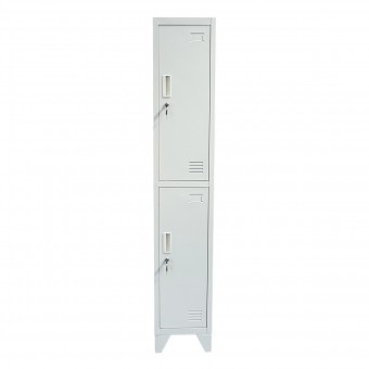Dulap metalic fiset dublu tip vestiar gri cu 2 usi securizate 1850x380x450mm Breckner Germany