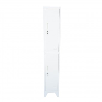 Dulap metalic fiset dublu tip vestiar gri cu 2 usi securizate si 6 rafturi 1700x300x450mm
